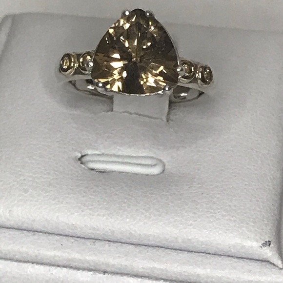 Pandora Trillion Cut Smoky Topaz Ring - Picture 8 of 9